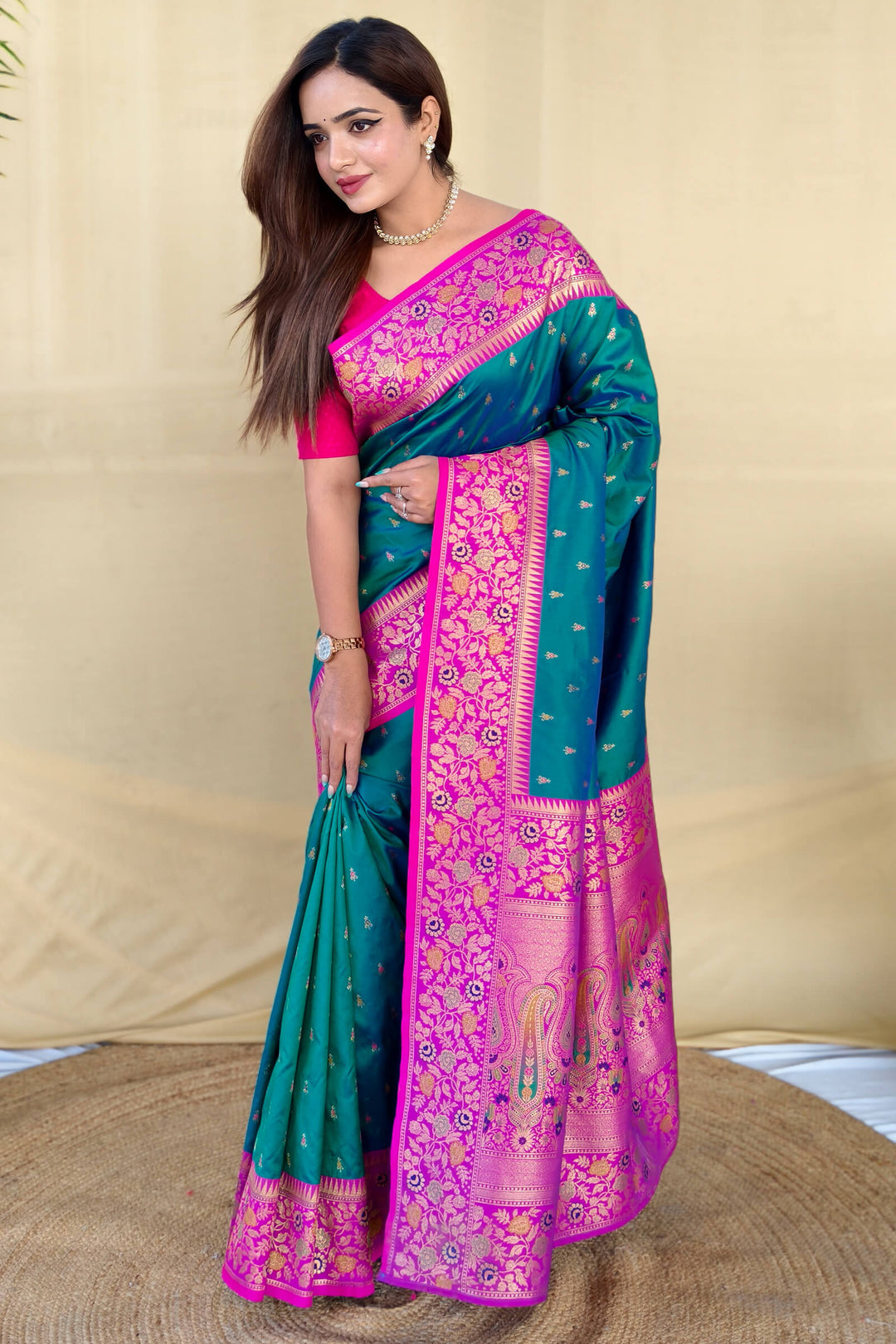 Venice Blue Zari Woven Banarasi Silk Saree