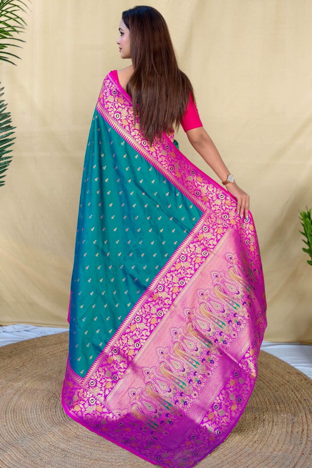 Venice Blue Zari Woven Banarasi Silk Saree