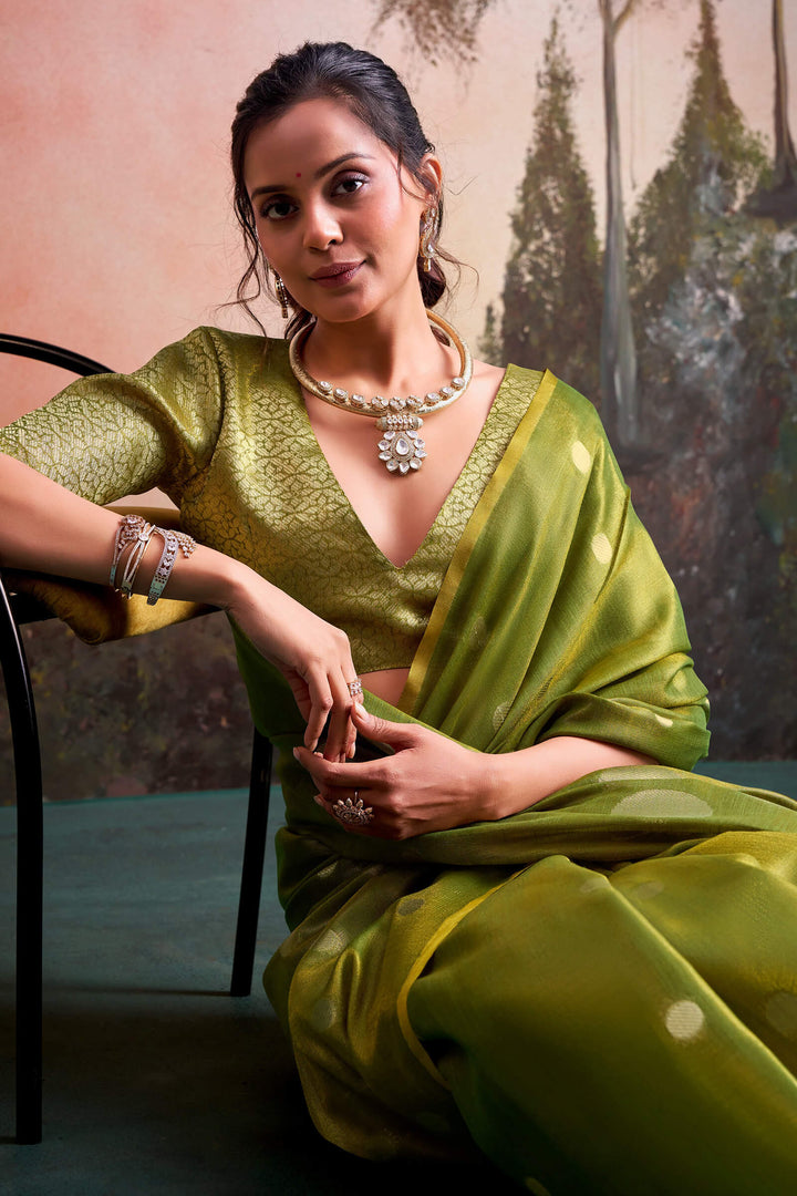 Verdun Green Banarasi Tissue Silk Saree