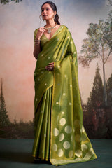 Verdun Green Banarasi Tissue Silk Saree