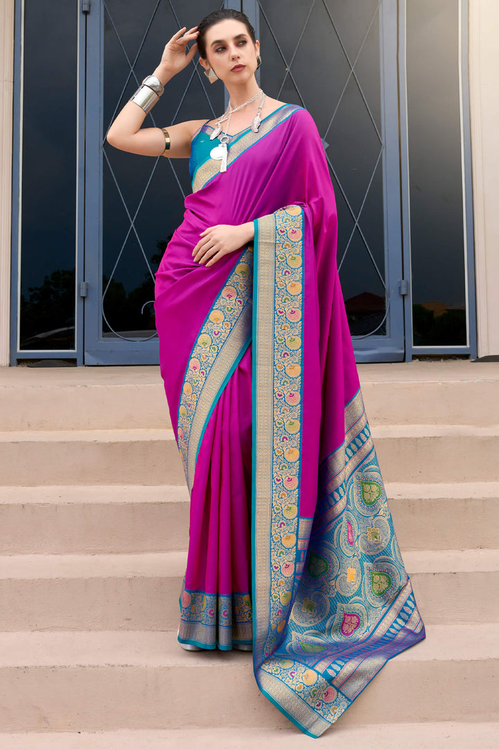 Vibrant Magenta Soft Banarasi Silk Saree