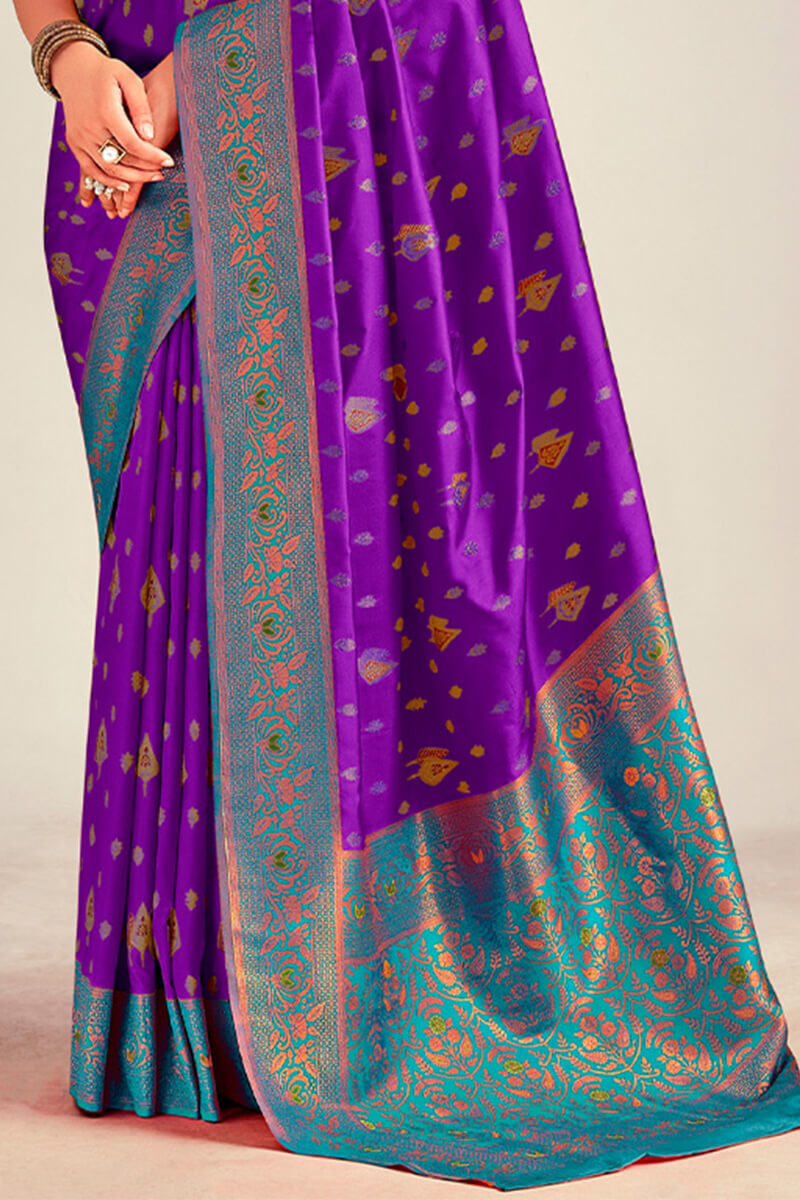 Vibrant Purple Soft Banarasi Silk Saree