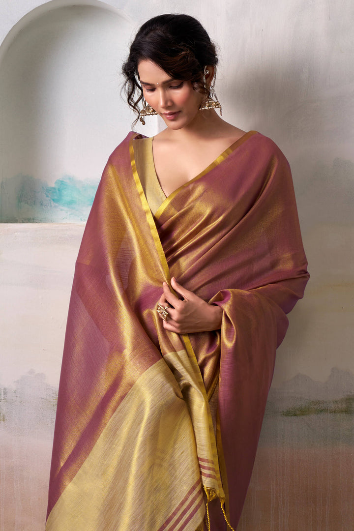 Vintage Wine Tissue Silk Saree