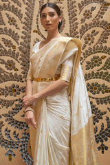 Vista White Kanjivaram Silk Saree