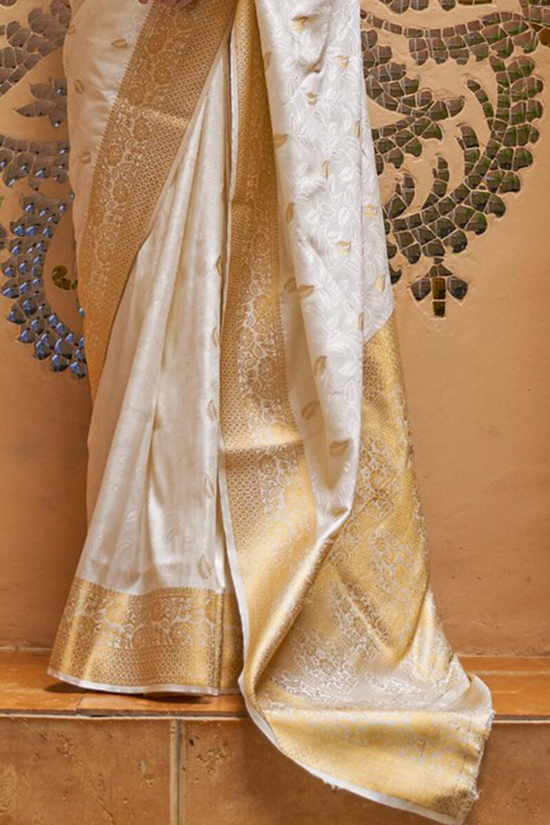 Vista White Kanjivaram Silk Saree