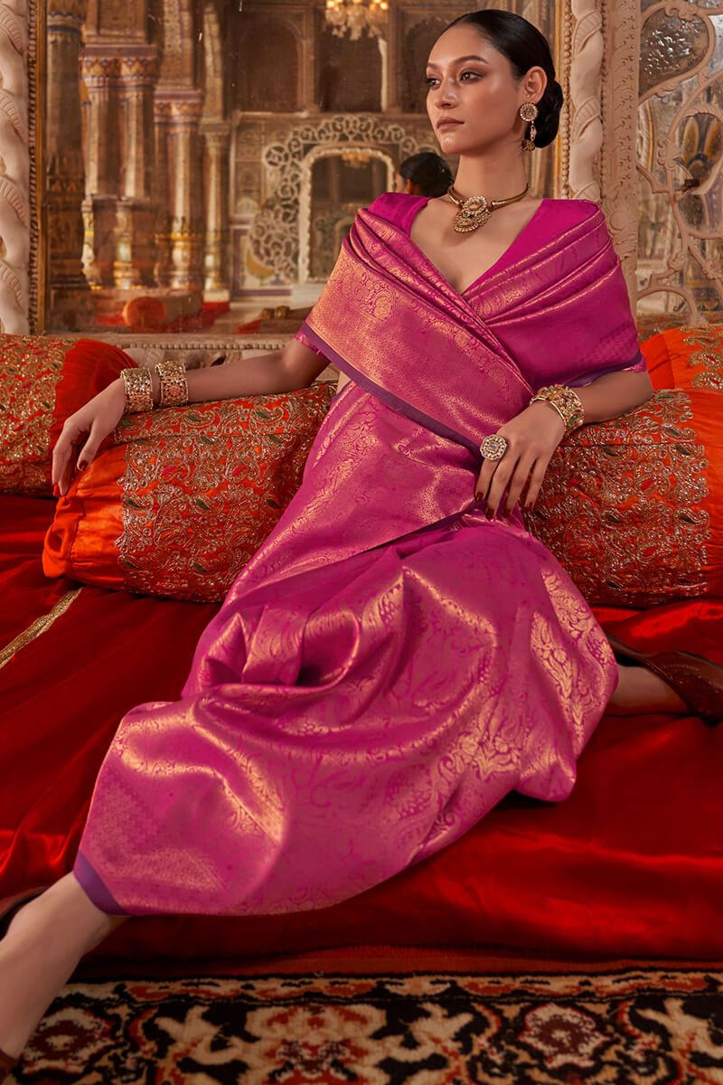 Vivid Pink Kanjivaram Saree