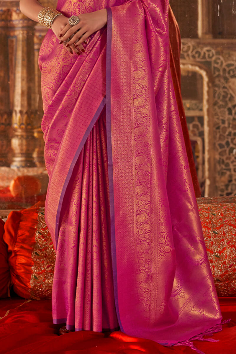 Vivid Pink Kanjivaram Saree