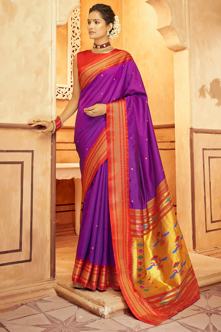 Warm Purple Paithani Silk Saree