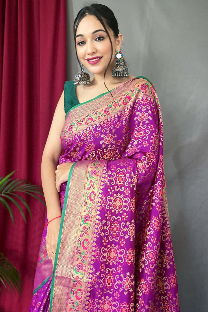 Warm Purple Patola Silk Saree