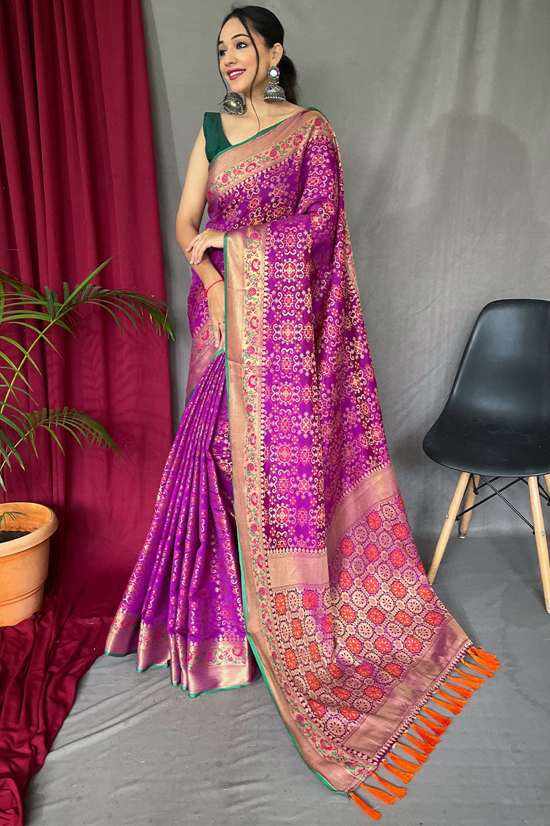 Warm Purple Patola Silk Saree