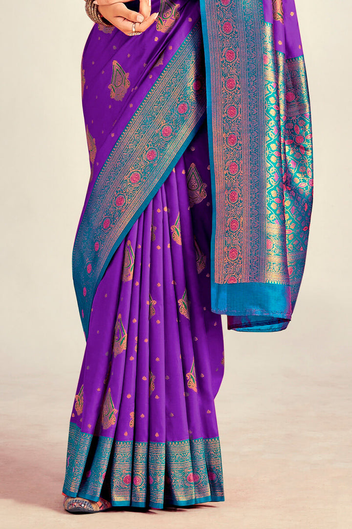 Warm Purple Soft Banarasi Silk Saree