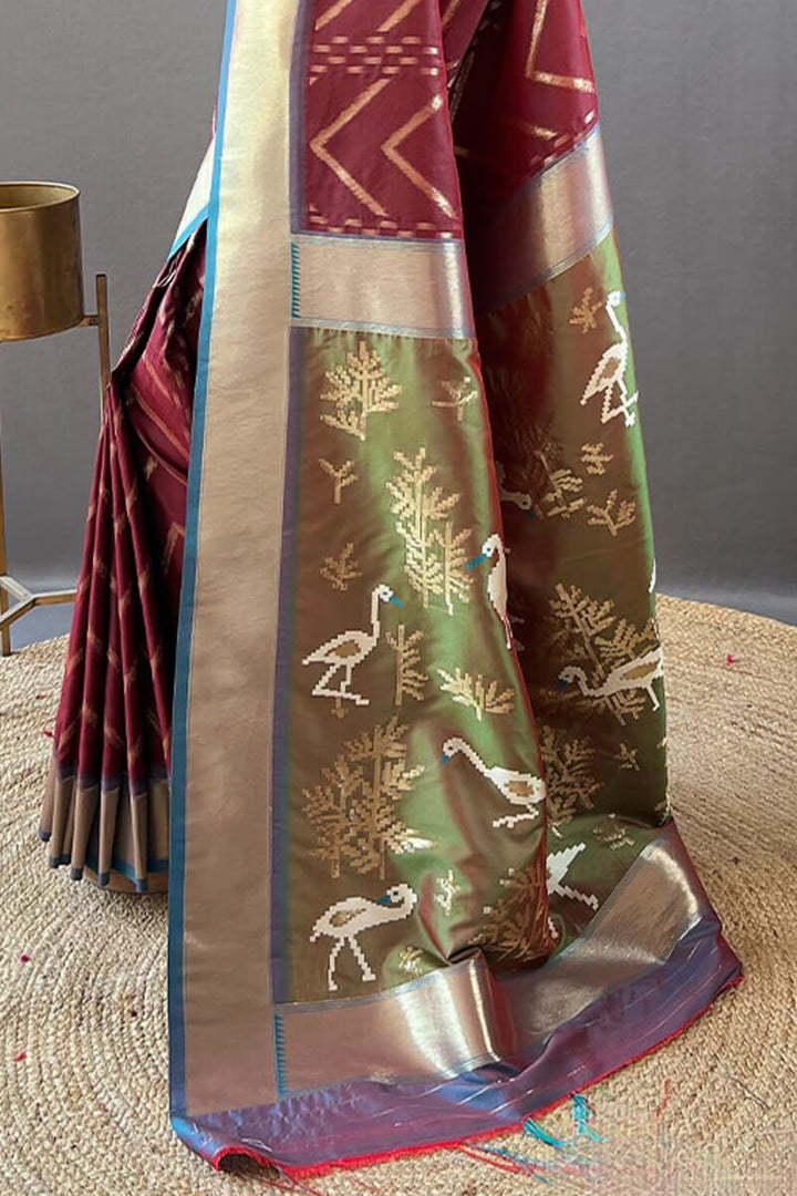 Wine Berry Soft Banarasi Silk Saree