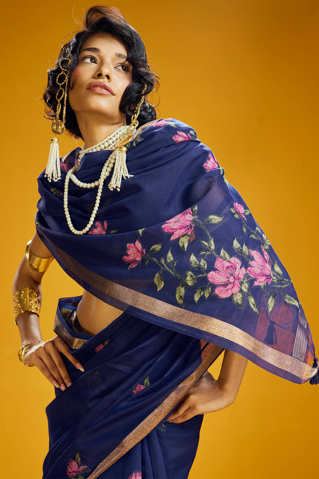 Zodiac Blue Pure Munga Cotton Silk Saree