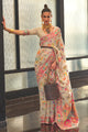 Brandy Beige Kashmiri Modal Pashmina Silk Saree