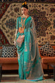 Bright Turquoise Copper Zari Woven Kanjivaram Silk Saree