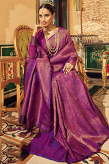 Byzantium Purple Woven Kanjivaram Silk Saree