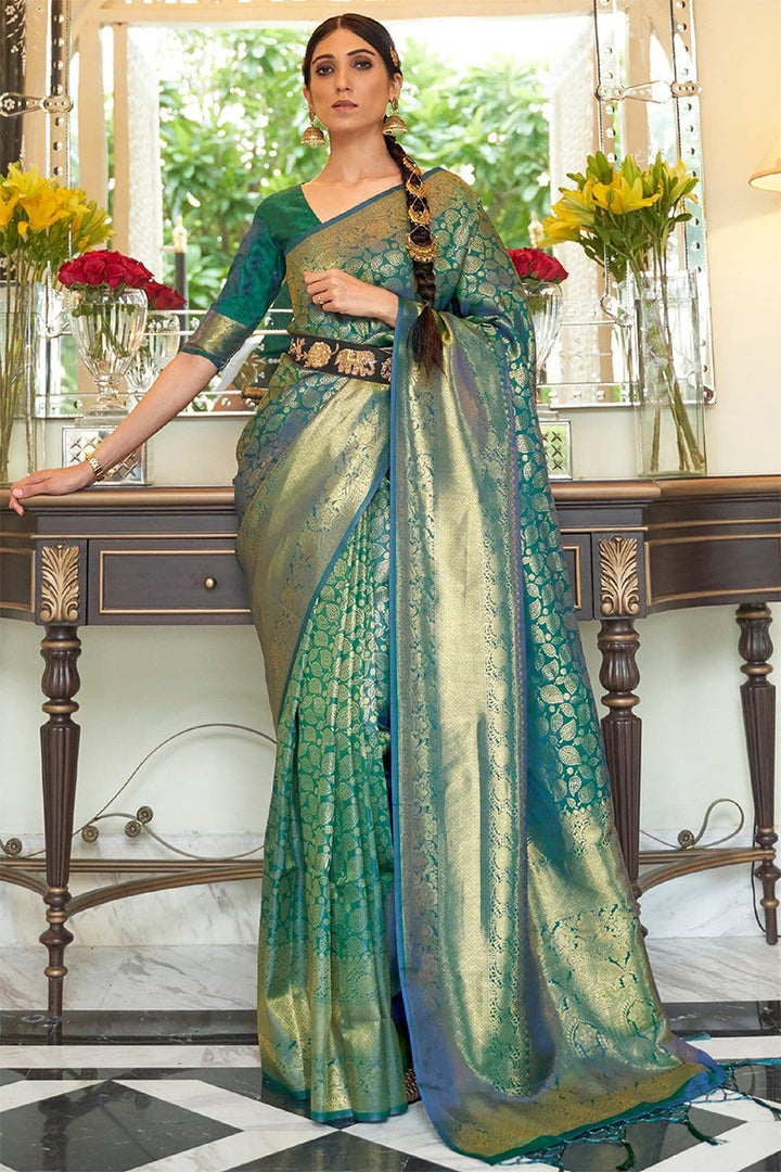 Casal Green Kanjivaram Silk Saree