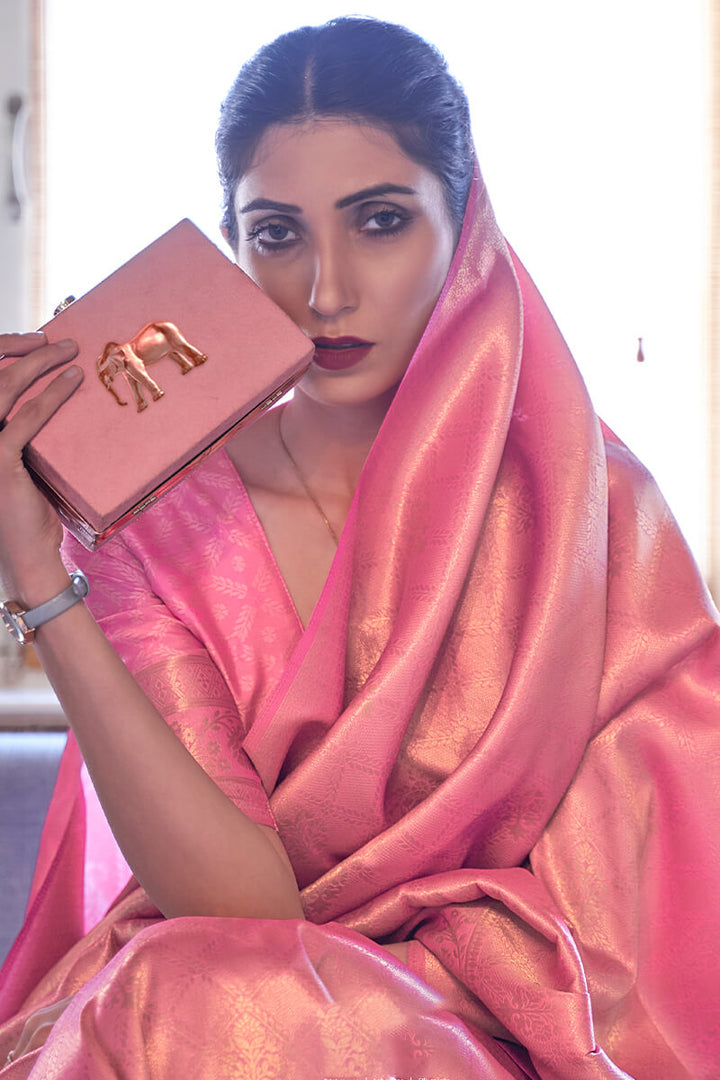 Charm Pink Kanjivaram Silk Saree