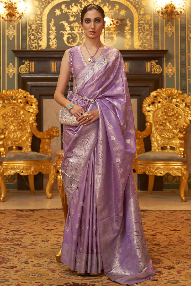 Cherub Lavender Banarasi Silk Saree