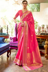 Deep Blush Pink Kanjivaram Silk Saree
