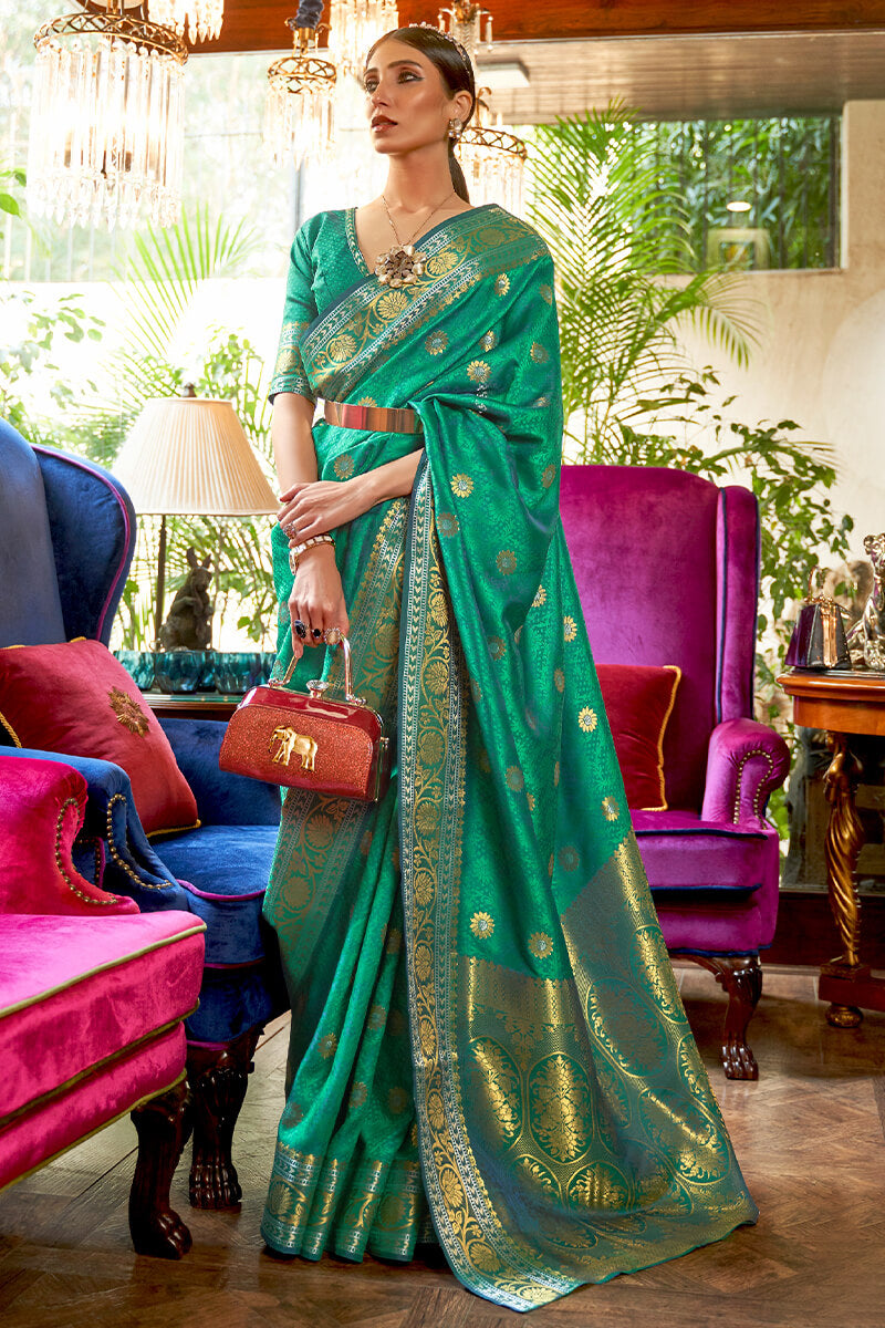 Emerald Green Kanjivaram Silk Saree