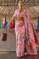 Eunry Pink Kashmiri Modal Pashmina Silk Saree