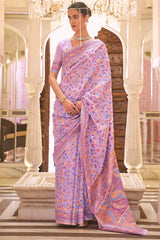 Faded Pink Kashmiri Modal Pashmina silk saree