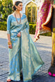 Fountain Blue Zari Woven Kanjivaram Silk Saree