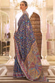 Greyish Blue Kashmiri Modal Pashmina silk saree