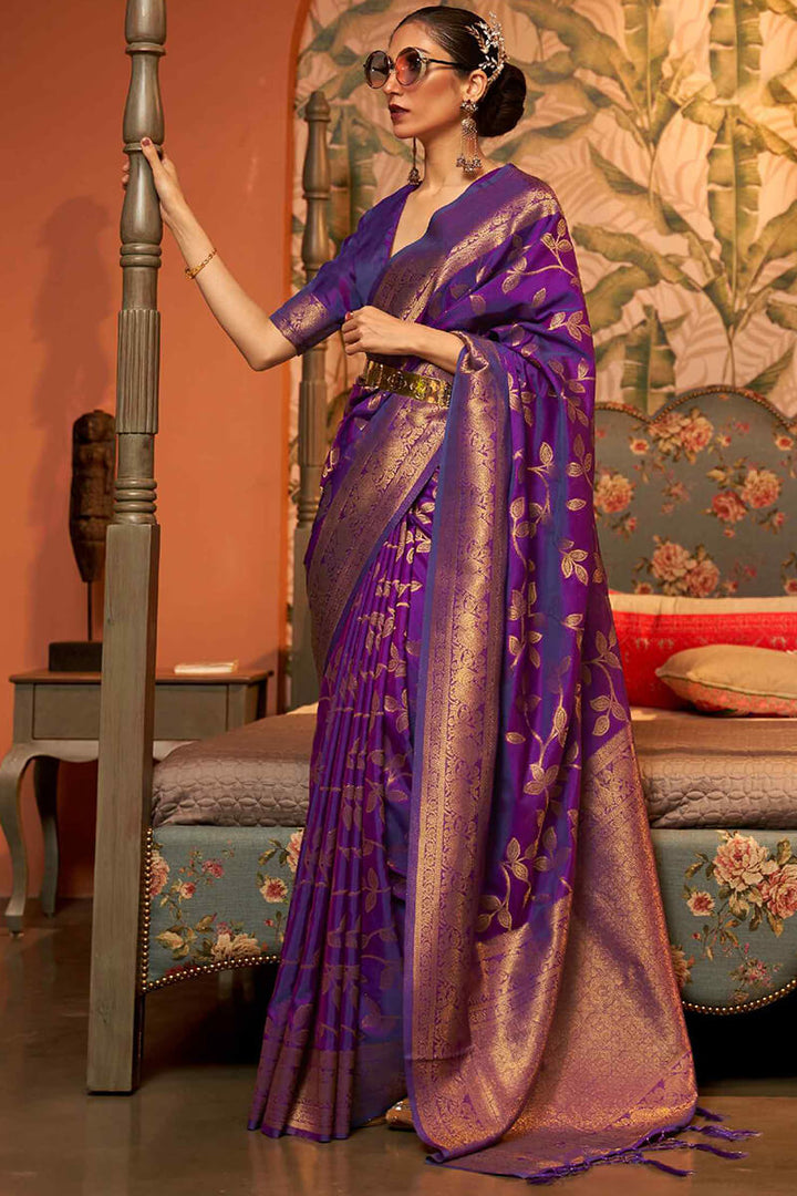 Mulberry Purple Kanjivaram Silk Saree