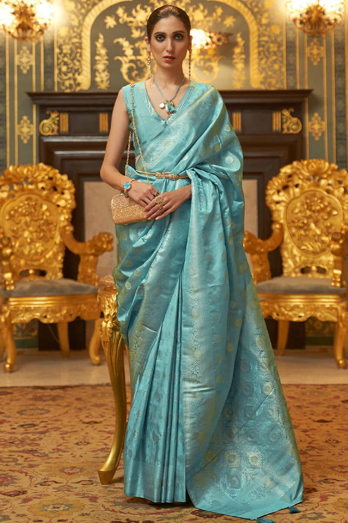 Pelorous Blue Banarasi Silk Saree
