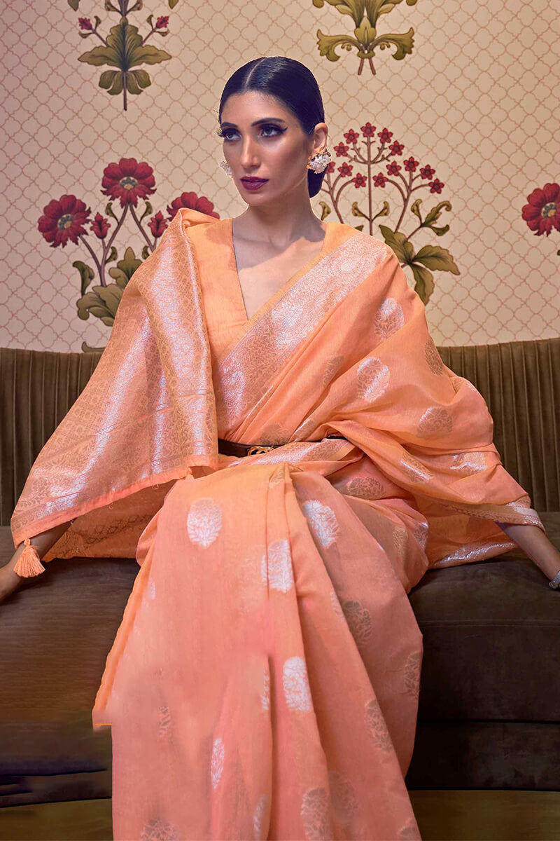 Persian Orange Linen Silk Saree