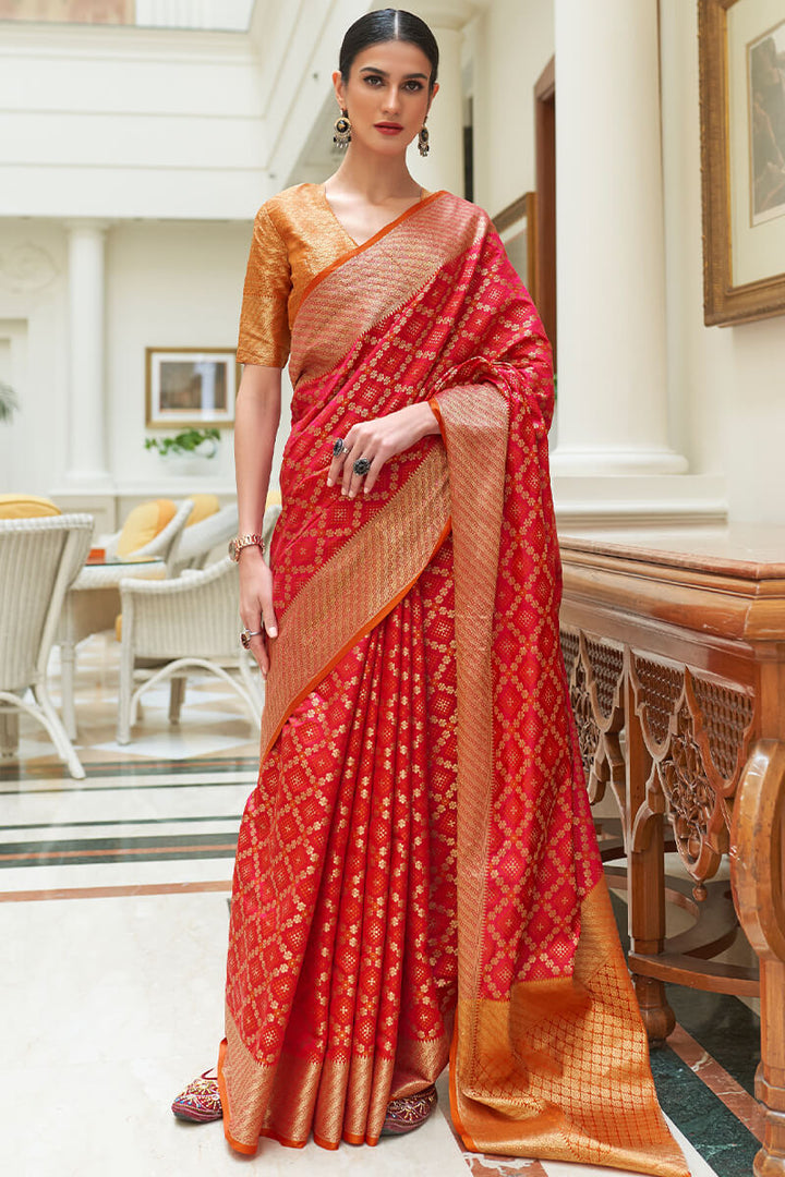 Persian Red Patola Silk Saree