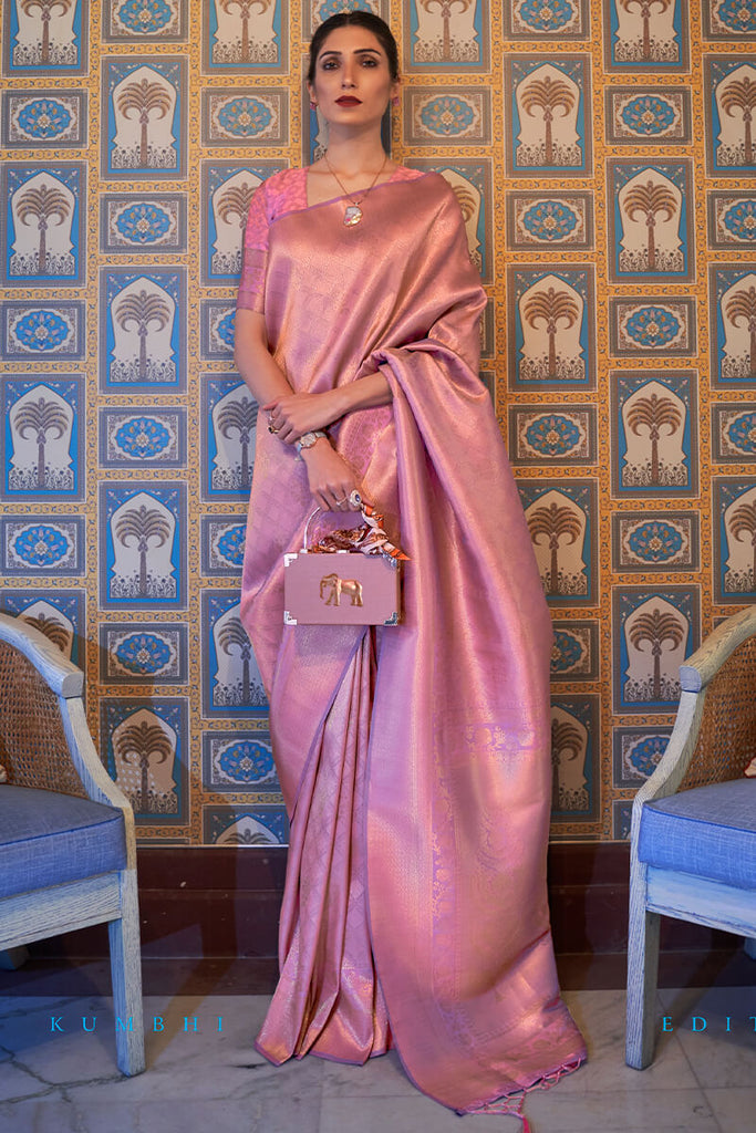Radiant Pink Kanjivaram Silk Saree