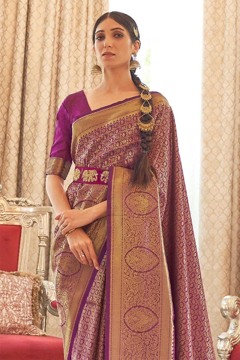 Sangria Purple Kanjivaram Silk Saree