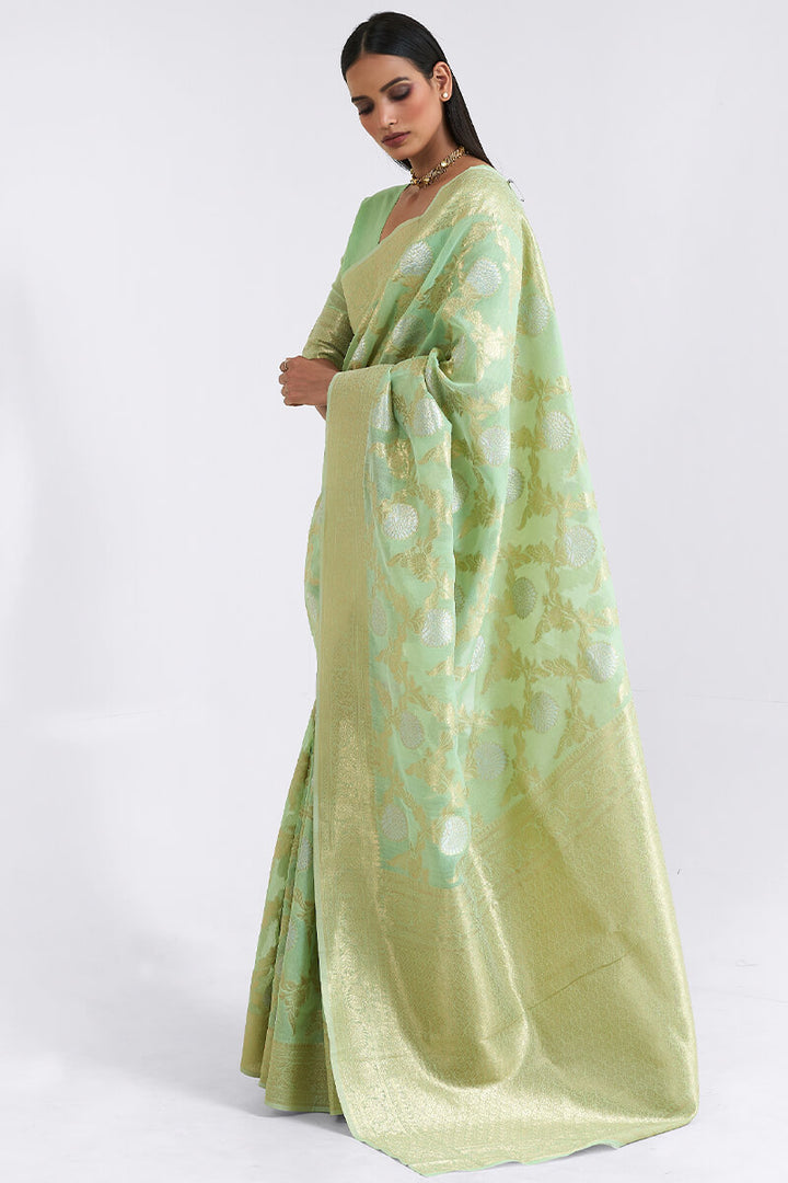 Shadow Green Linen Silk Saree