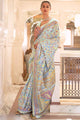Sky Blue Kashmiri Modal Pashmina silk saree