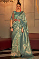Slate Green Kanjivaram Silk Saree