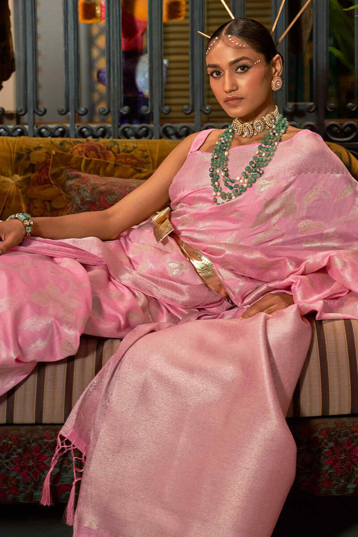 Soft Pink Banarasi Silk Saree