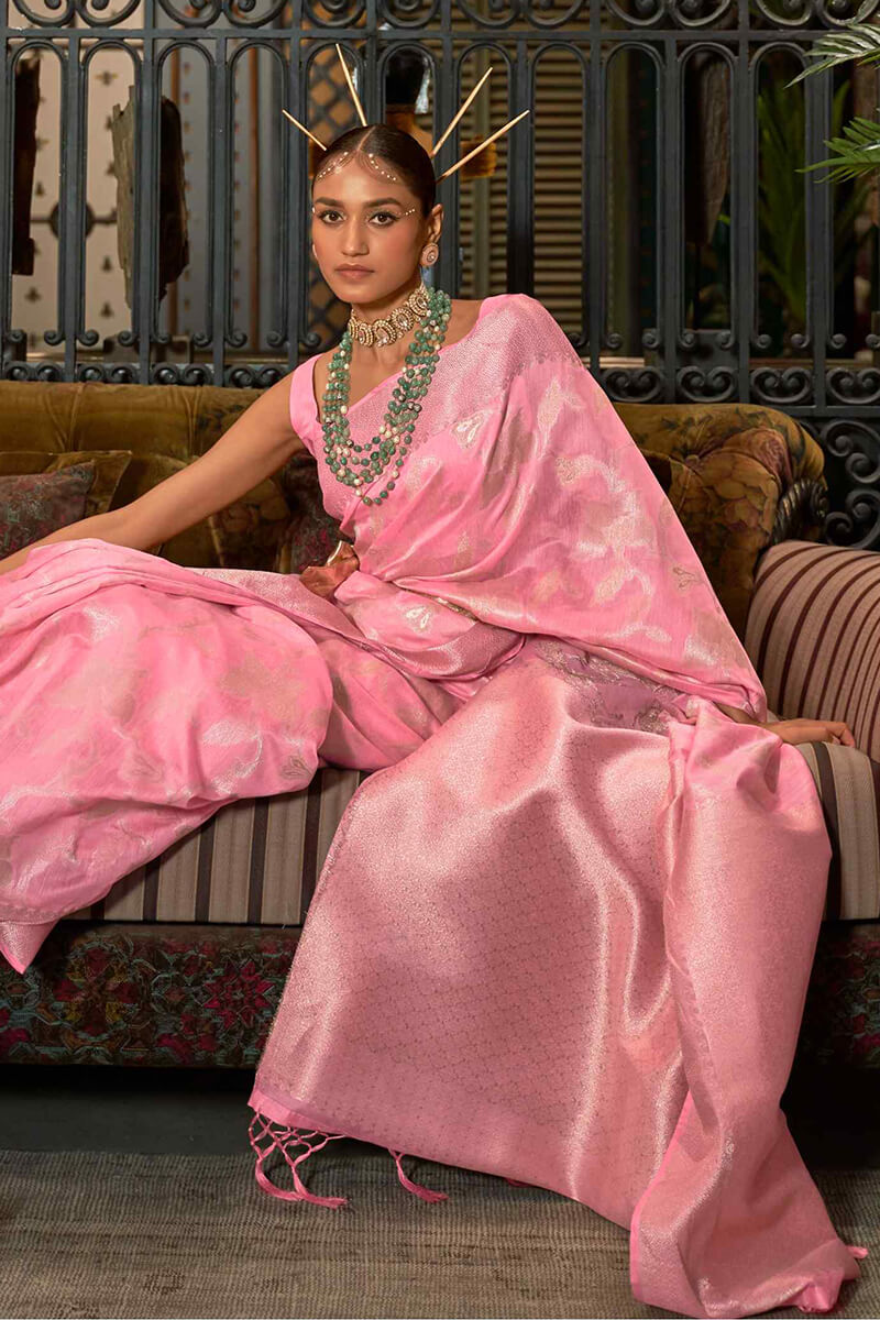 Soft Pink Banarasi Silk Saree
