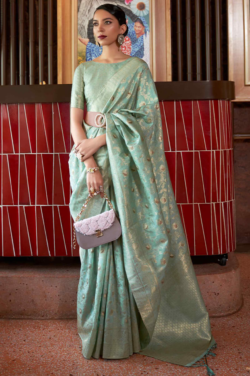 Summer Green Zari Woven Banarasi Silk Saree